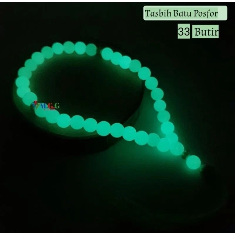 Tasbih Batu Pospor 33 butir original menyala dalam gelap