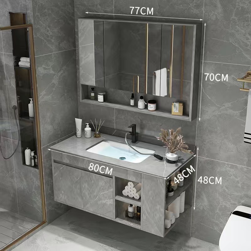 ✿ The BOSS HH ✿Bak Cuci PVC Modern/Wastafel Wajah Tahan Air/Kabinet Cermin Kamar Mandi/Kabinet Kamar