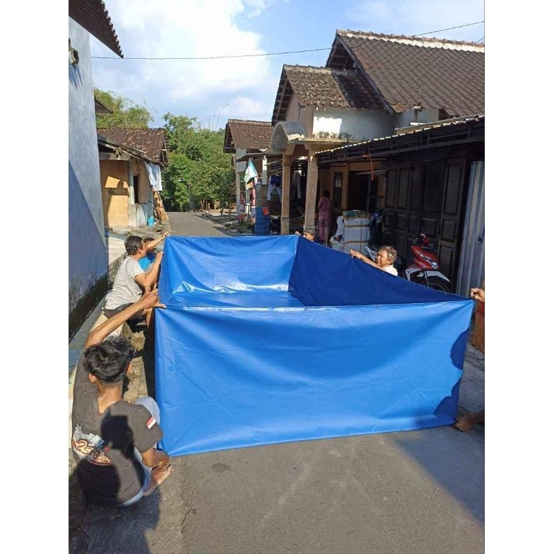kolam terpal kotak ukuran 6 x 10 x T 1.5m. bahan orchid semi karet korea