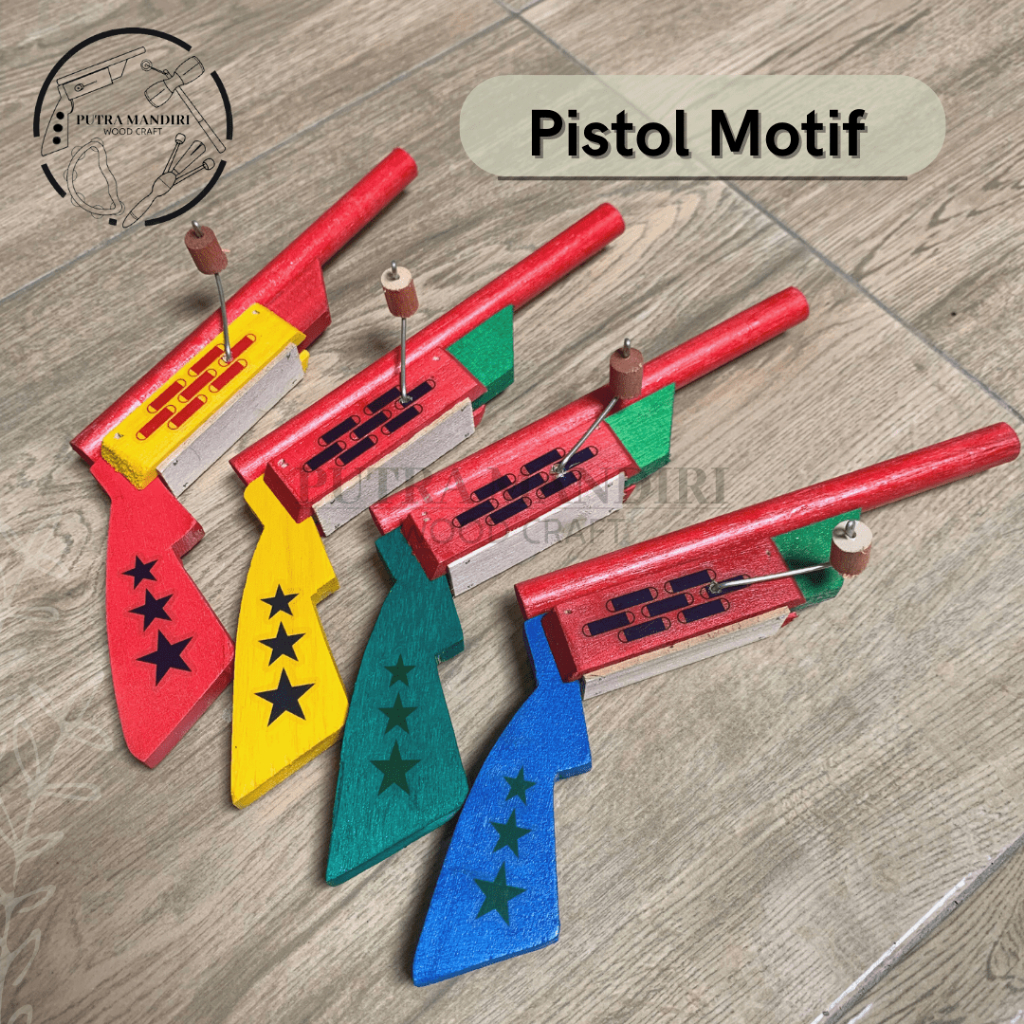 Mainan Anak Tembakan Pistol Kayu Otok-Otok Mainan Tradisonal Tembakan Kayu Putra Mandiri Wood Craft