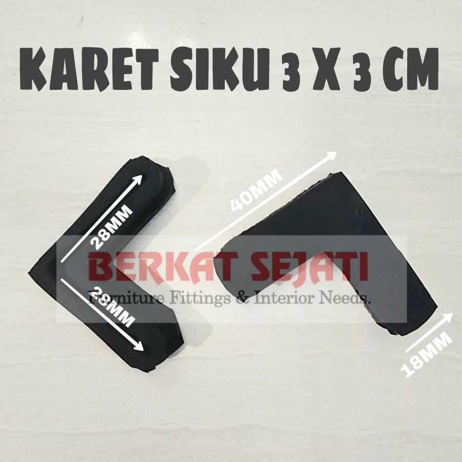 Alas Kaki Karet Siku L Tatakan Tiang Rak Besi Siku Lubang 3 x 3 3x3 cm