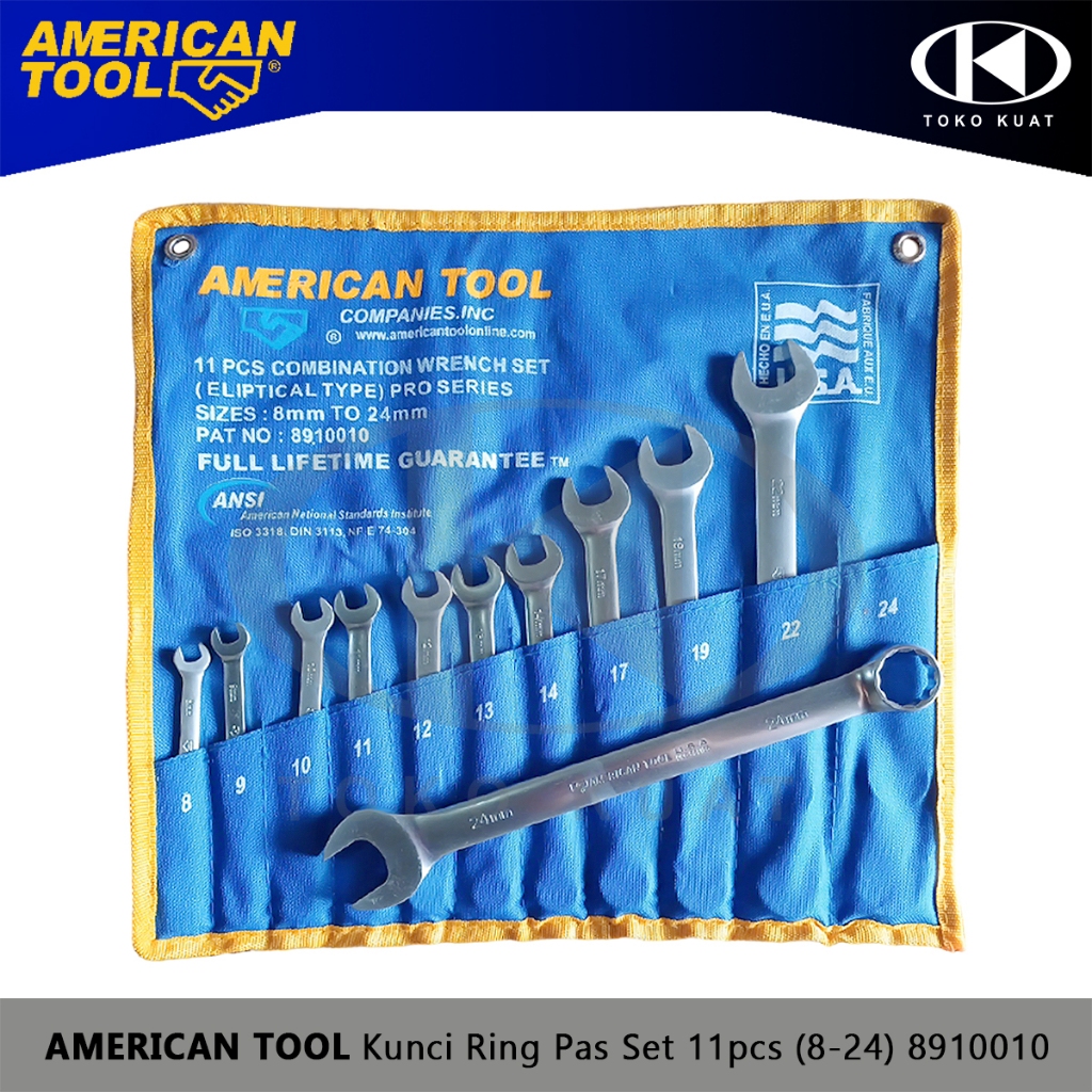 Kunci Ring Pas Set 11pcs 8-24mm AMERICAN TOOLS Wrench Set - 8910010