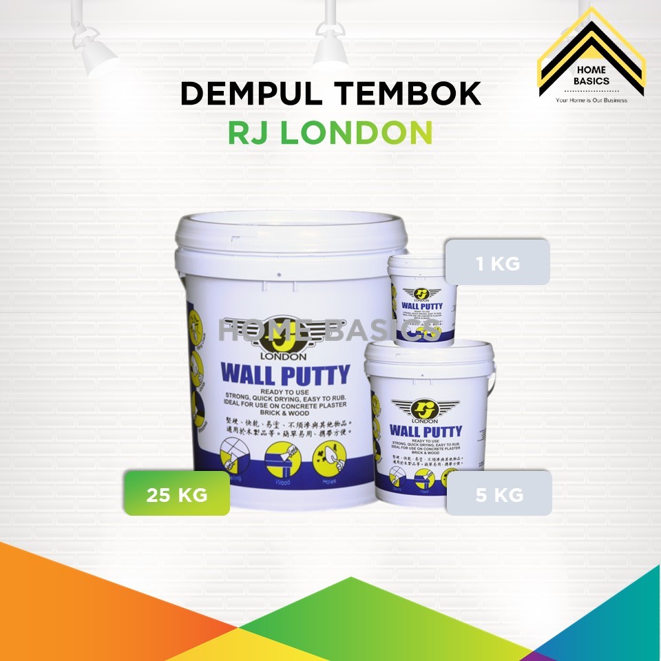 Dempul Tembok RJ London Wall Putty 25 Kg / Pail / Plamir Tembok