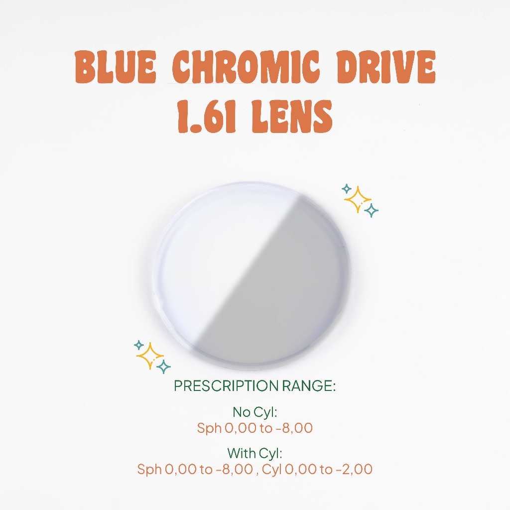 Sunset Eyewear - Lensa Kacamata Blue Chromic Drive Minus / Plus / Cylinder