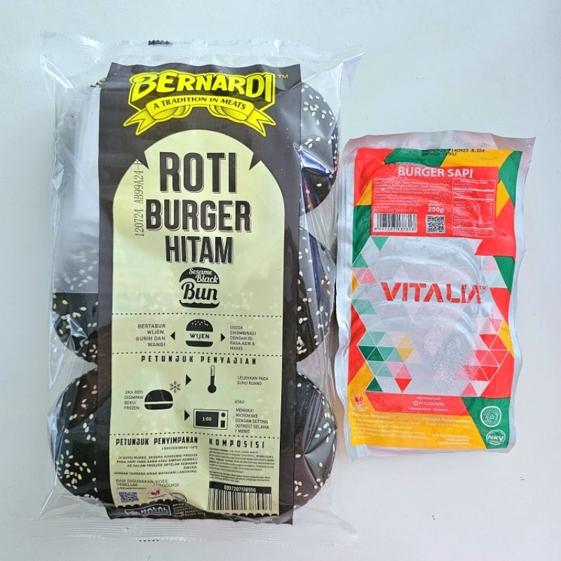 

(PAKET) BERNARDI burger hitam wijen + VITALIA isian burger 10s