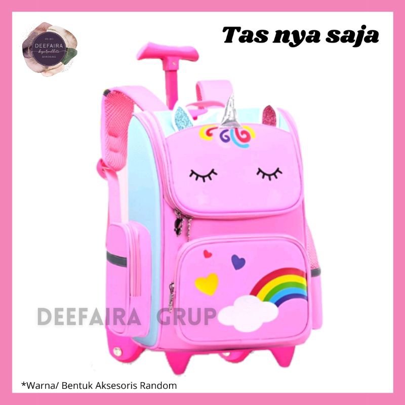 YUK CHECKOUT  COD Tas Ransel Troli Koper Dorong Satu Paket Motif Glitter Uniq0rrn Kuda Poni Tanduk