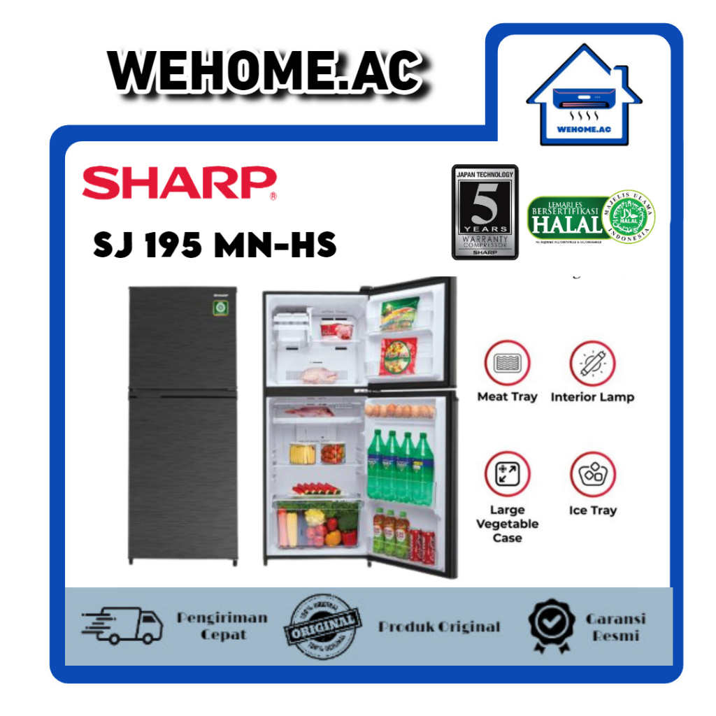 Kulkas Sharp 2 Pintu SJ 195MN-HS Kulkas 2 Pintu Sharp Lemari Es Sharp Dua Pintu