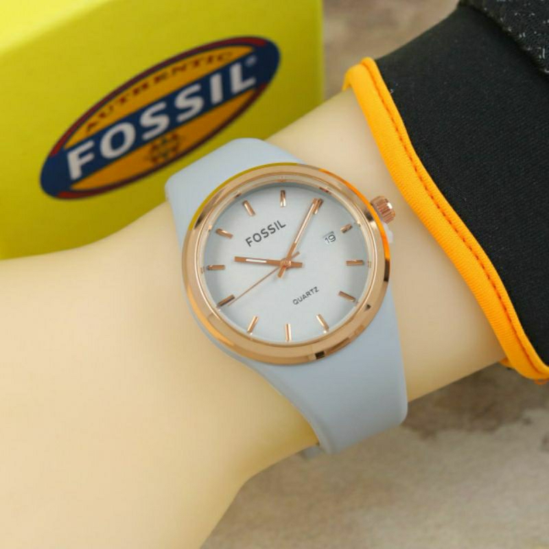 JAM TANGAN WANITA FOSS ANALOG TALI RUBBER TANGGAL AKTIF DIAMETER 3.6 CM | JAM TANGAN FASHION CEWEK |
