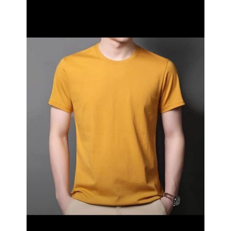 kaos polos kuning tua/ kuning mustard/kuning busuk/kuning kunyit katun combet 30s original