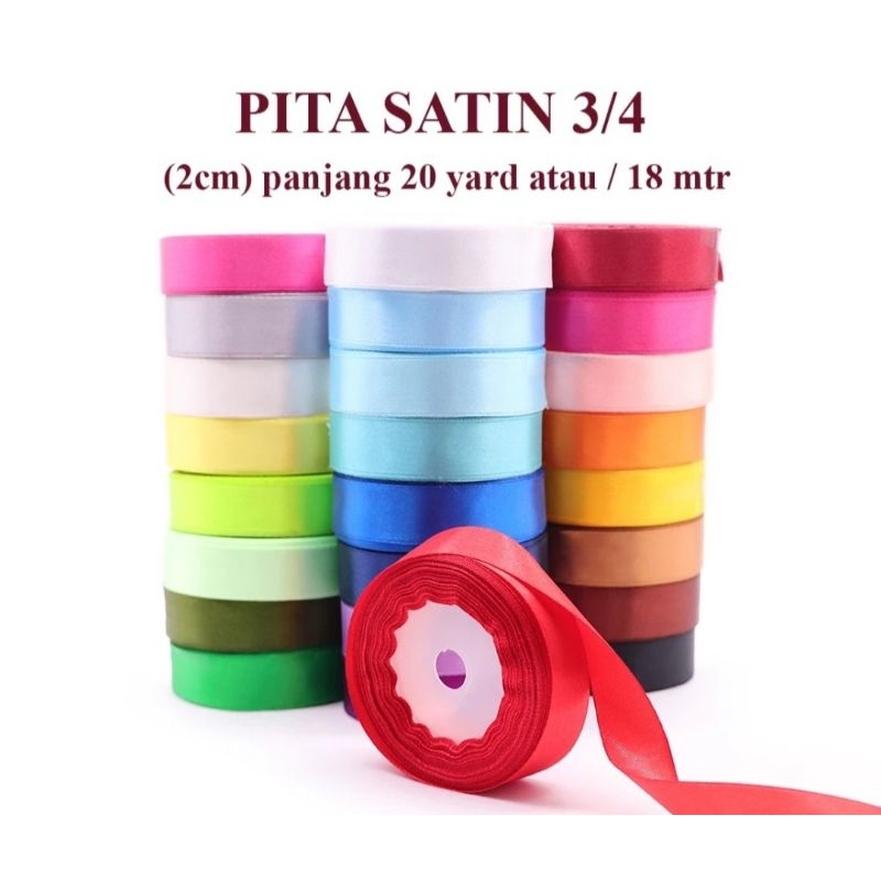

pita Satin ukuran lebar 2 cm, harga per Roll