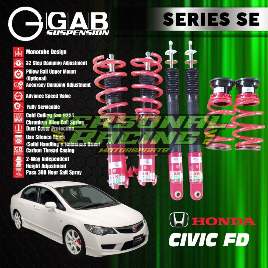 Aksesoris Suspensi Per Coilover GAB SE Series H. Civic FD FD1 FD2