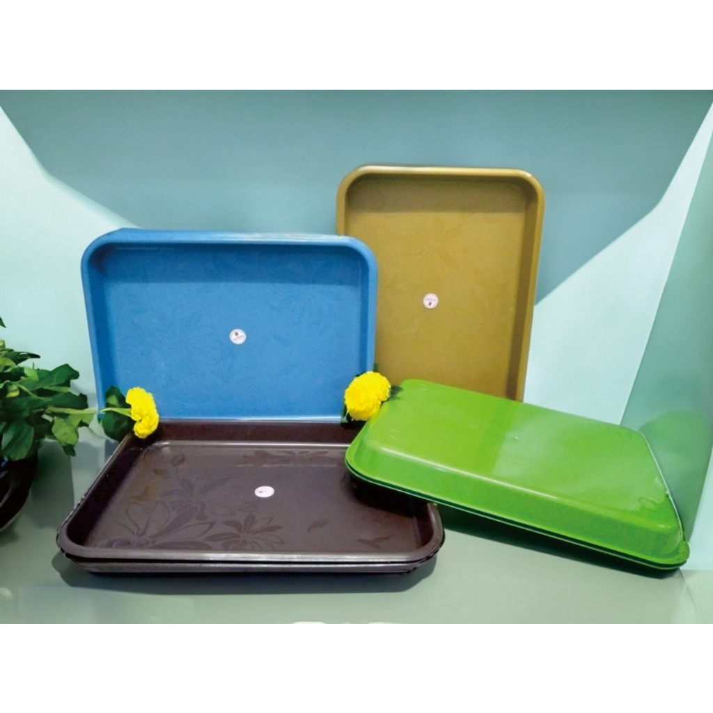 Nampan L plastik motif bunga