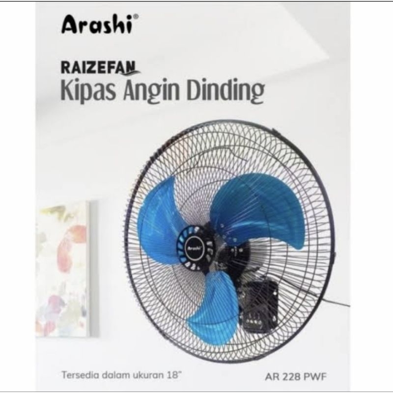 Kipas Dinding Wallfan 18 inch ARASHI RAIZEFAN  (FREE REMOTE)