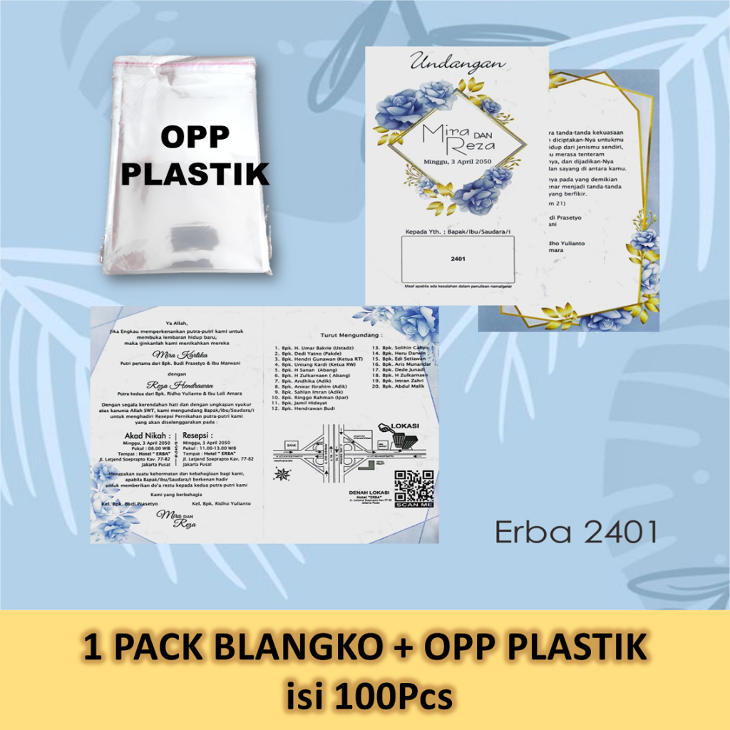 ERBA 2401 Blangko KOSONG Undangan + Plastik Opp