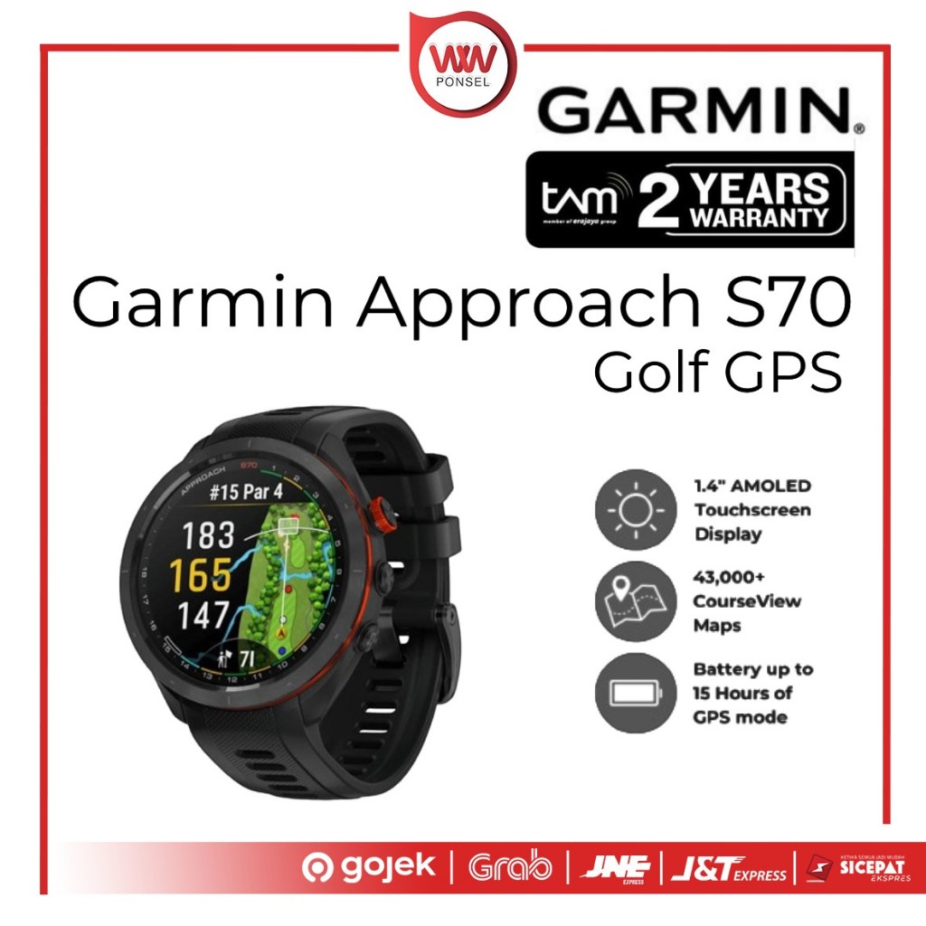 Watch Garmin Approach S70 Golf GPS Garansi Resmi