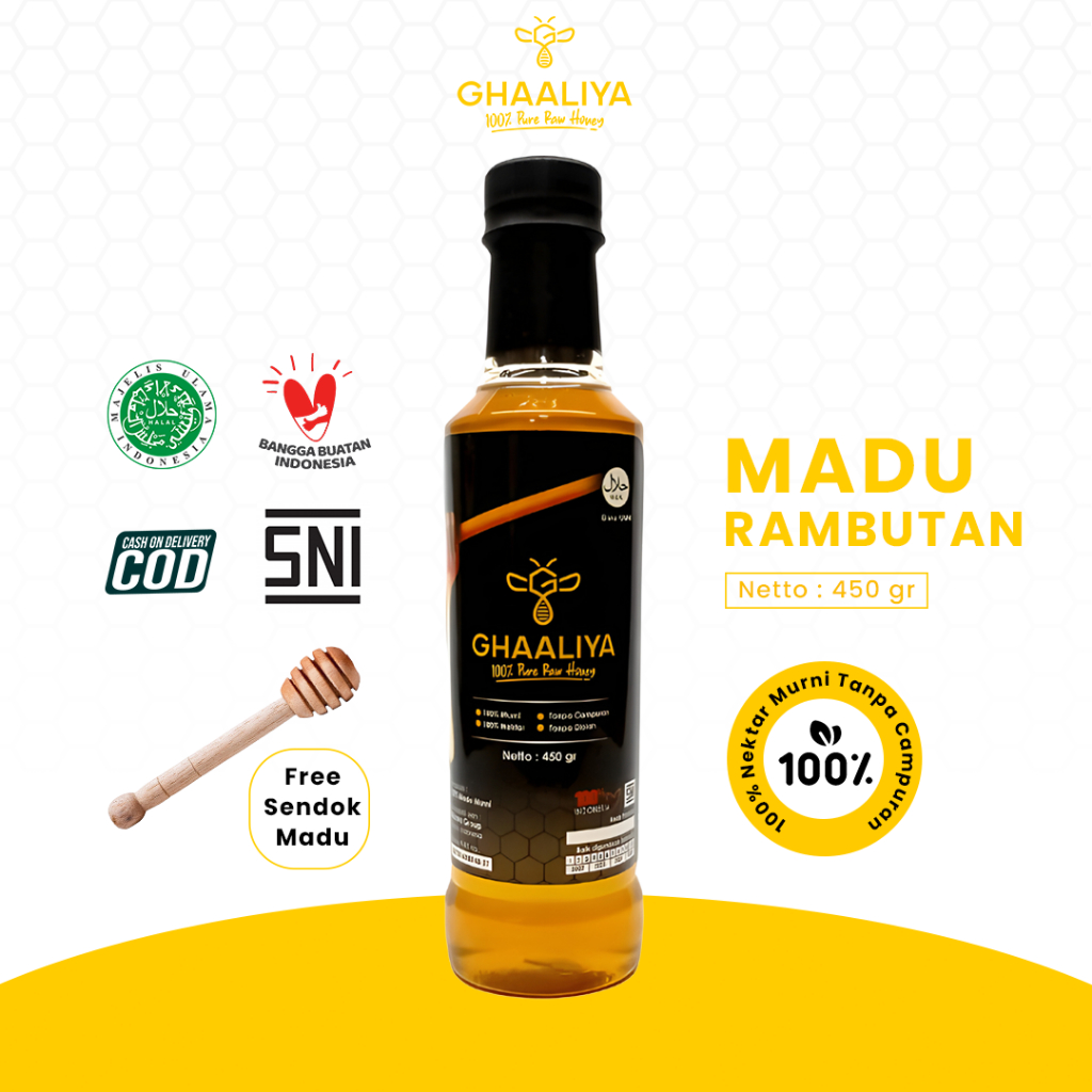 

Madu Asli Nektar Rambutan 450Gr Murni Alami Tanpa Campuran Teruji Lab SNI Tingkatkan Stamina