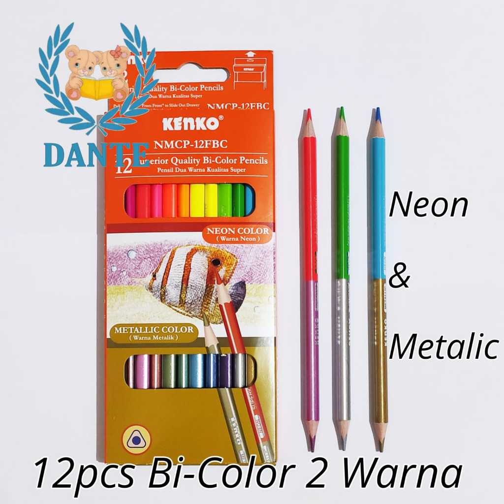 

Pensil Warna 12 Kenko Bi-Color Pencils NMCP-12FBC Metalik & Neon