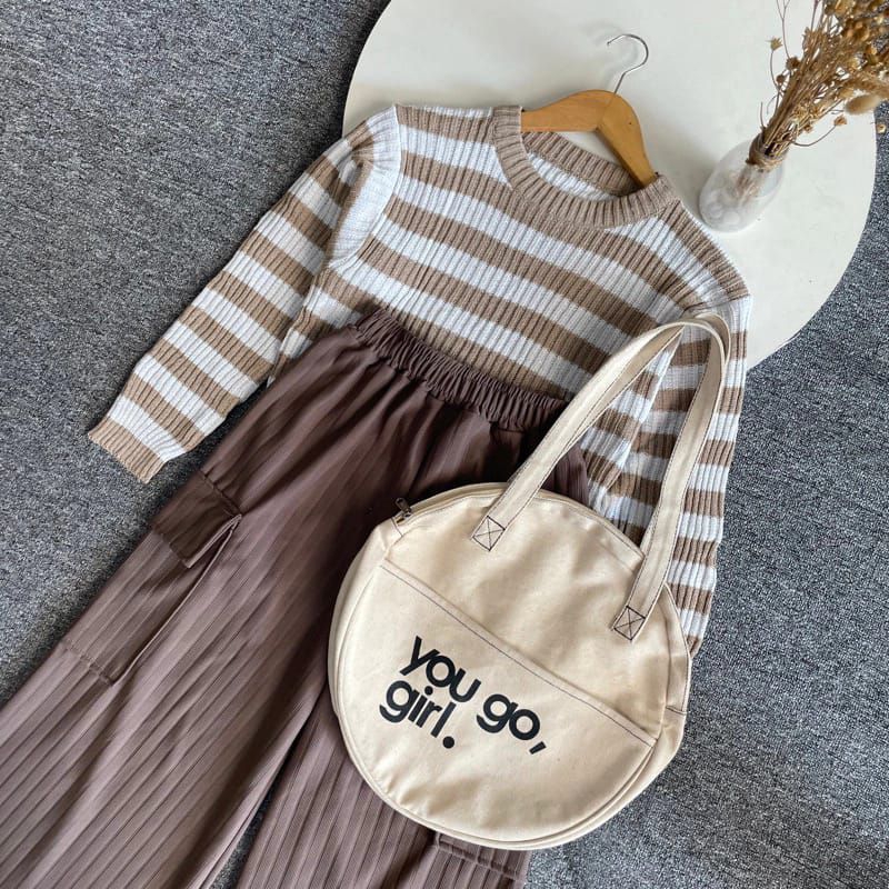 one set setelan wanita - one set sweater celana cargo lucu Korean style cewek remaja