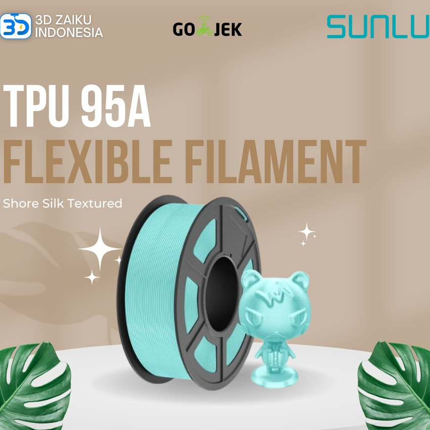 SUNLU 3D Printer 1 KG Flexible Filament TPU 95A Shore Silk Textured