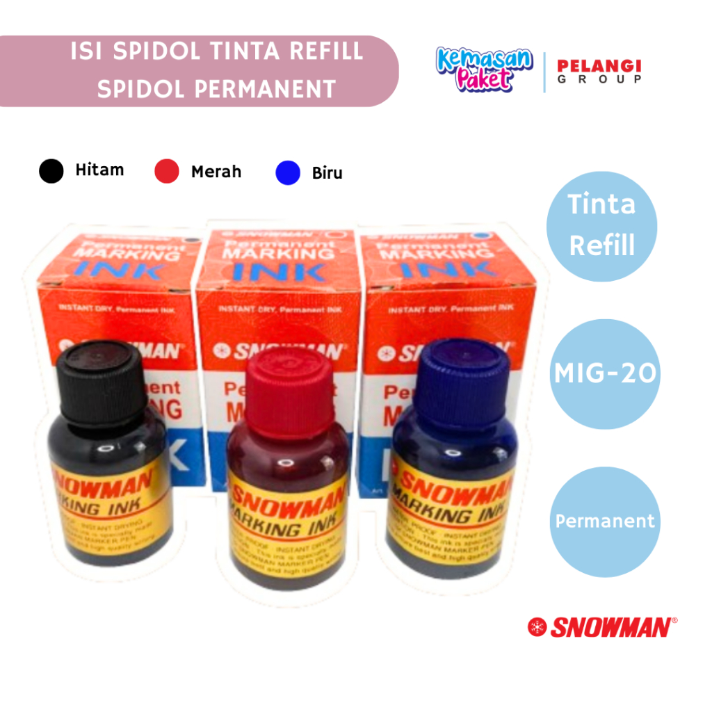 

TINTA REFILL SPIDOL PERMANENT SNOWMAN HITAM, MERAH, BIRU