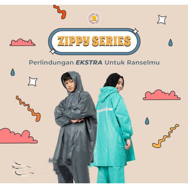 Jas Hujan Elephant Brand - Zippy Ponco lengan celana