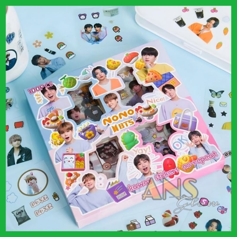 

(isi 100 lembar) Sticker stiker nono Karakter BTS Rainbow anti air