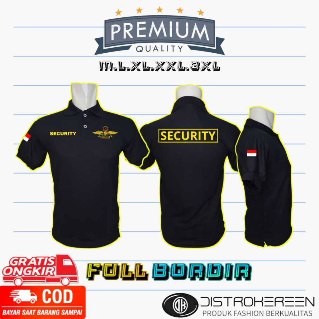 KAOS SHIRT SECURITY LOGO WINGS LENGAN PENDEK - KAOS KERAH SECURITY WINGS - SHIRT PRIA