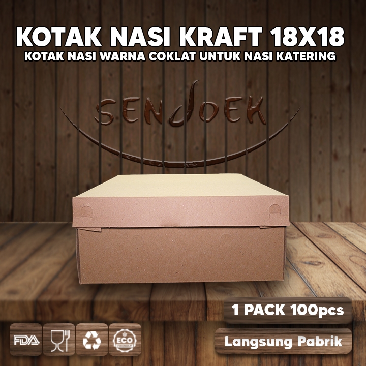 Kotak Nasi Kraft 18x18 Kotak Nasi  / Kotak Kue Snack