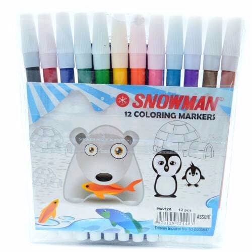 

SPIDOL KECIL SNOWMAN 12 WARNA COLOURING PEN PW-12A / Spidol Snowman Gambar