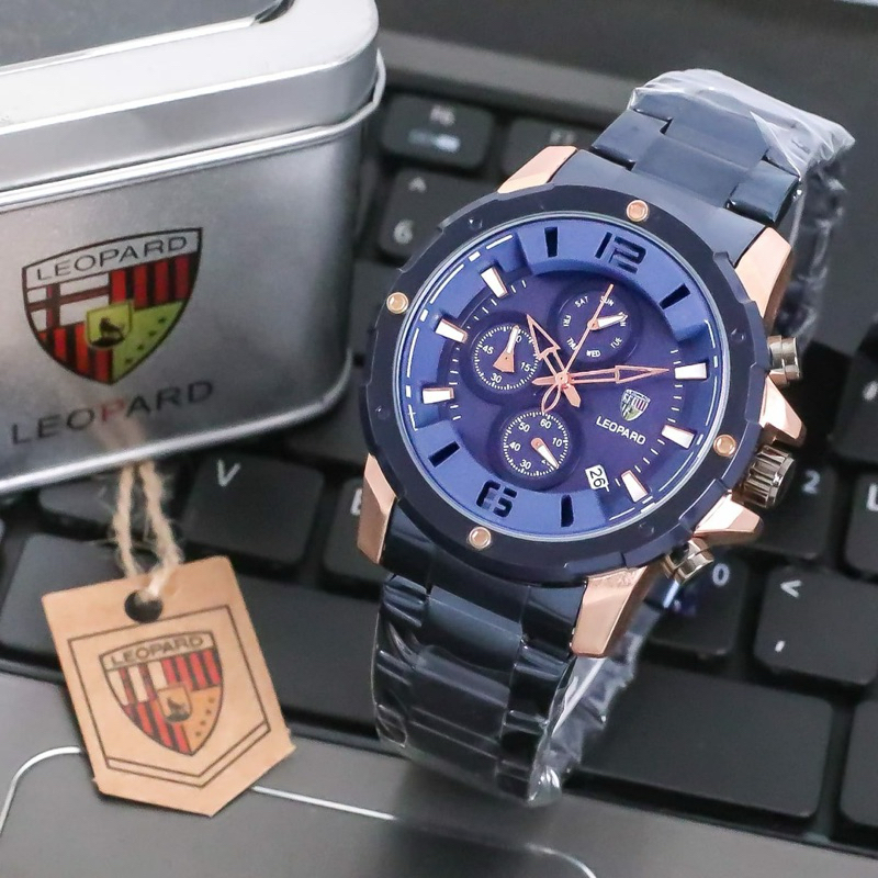Jam Tangan Rantai Pria Chrono Aktif Original - LEOPARD Seri8806