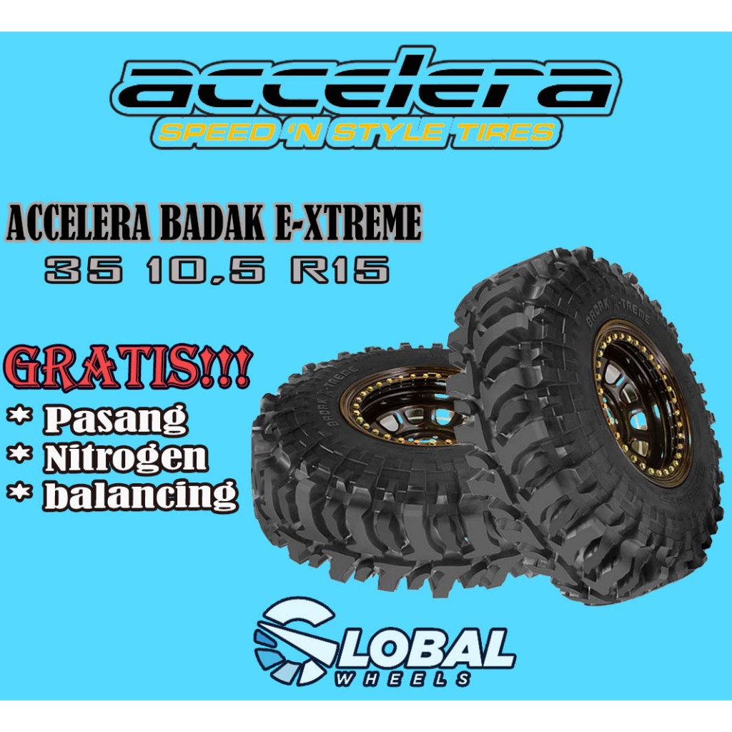 Ban mobil offroad merek accelera badak e-xtrime ukuran 35 10.5 R15