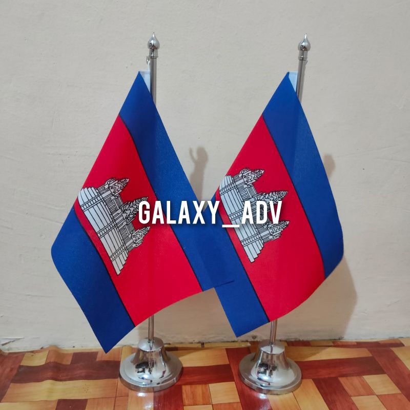 

tiang stainless+bendera meja negara - KAMBOJA
