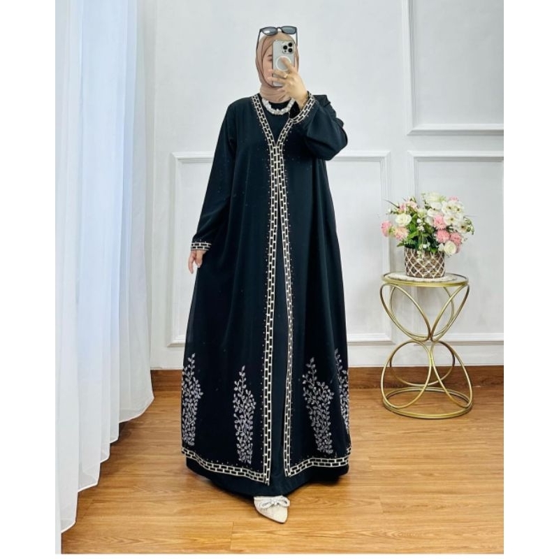 Abaya turki hitam abaya jumbo abaya motif terbaru bordir pakaian muslim wanita lebaran idul fitri