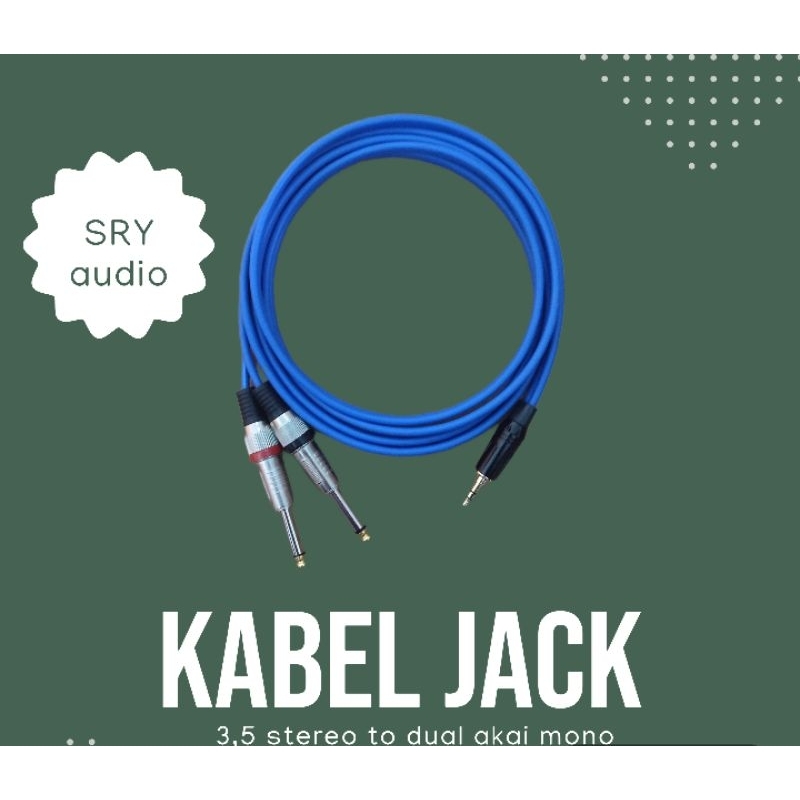 kabel Jack 3,5mm stereo to dual jack akai mono kabel kitani - 2 meter