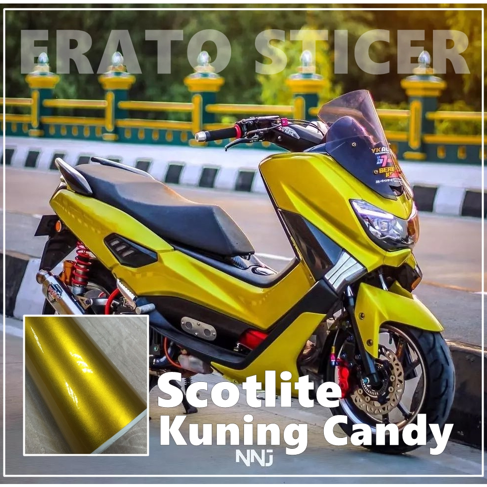 Skotlet motor kuning candy skotlet kuning metalik candy scotlite yellow metalik stiker motor kuning 