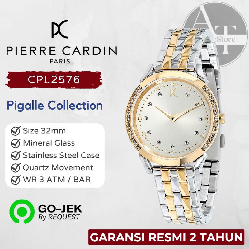 Jam Tangan Wanita Pierre Cardin CPI.2576 Pigalle, Two Tone, Crystal & Metal Link Strap ORIGINAL Resm