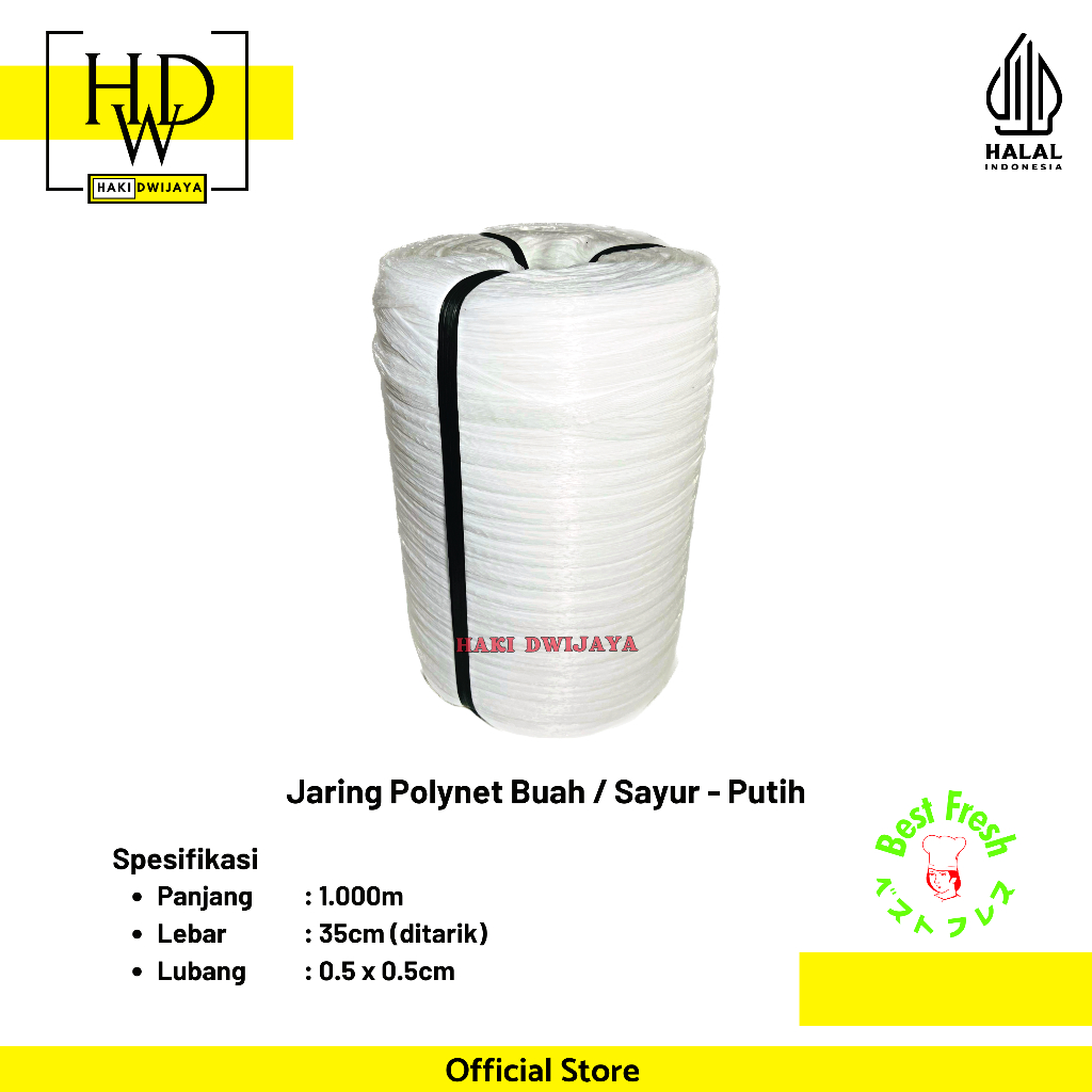 Jaring Buah Polynet Roll Bestfresh 1000m - Putih