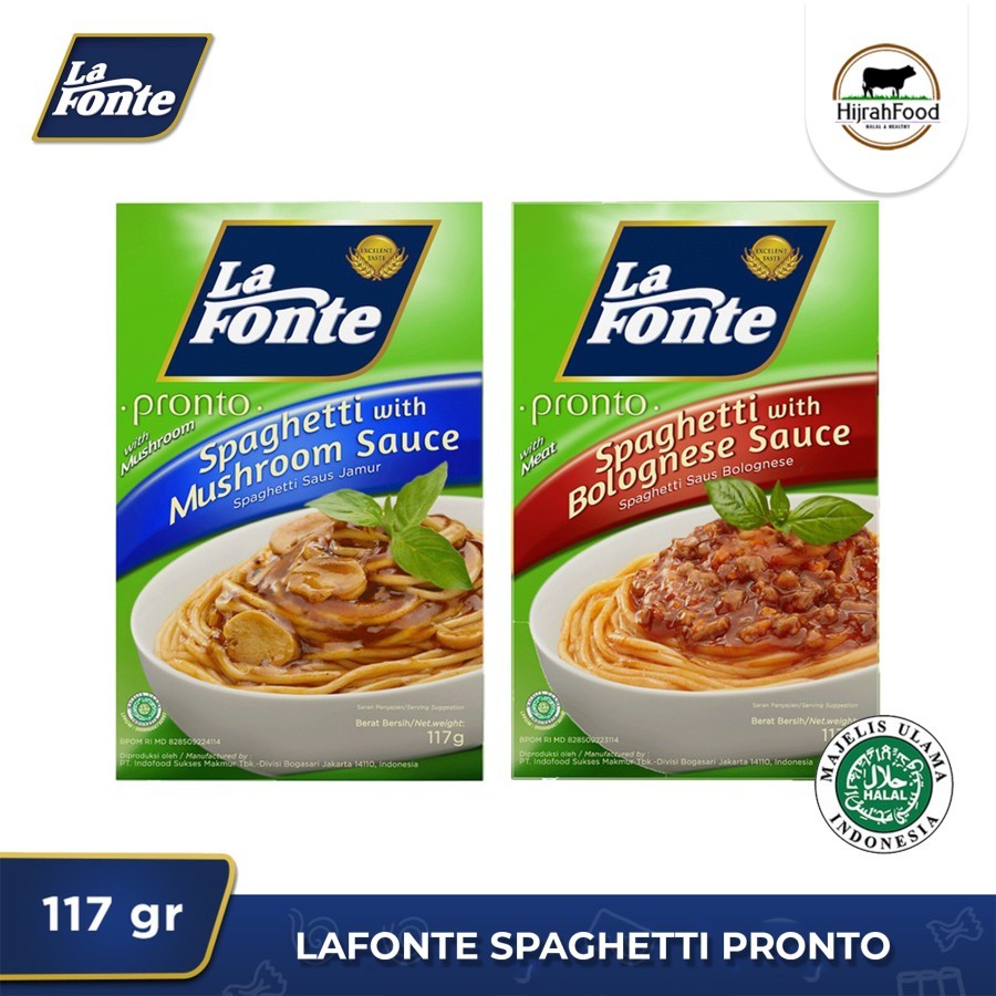 

La Fonte Pronto Spaghetti Bolognese Mushroom Sauce Pasta Spageti Instan 117 gram