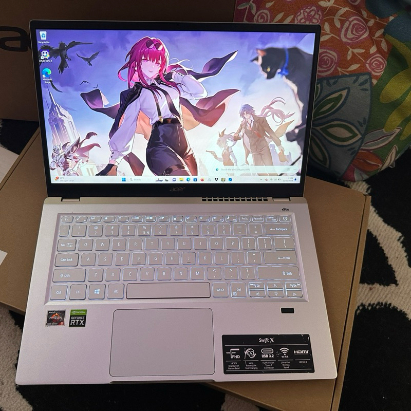 Acer swift X FX14 RTX 3050 ryzen 5 5600 ram 16GB ssd 512GB garansi ON like new