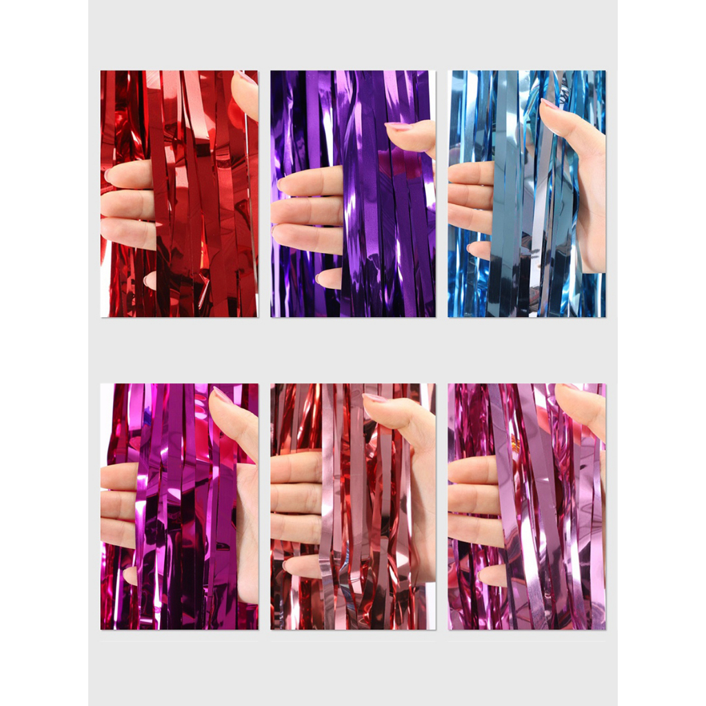 tirai ulang tahun/dekorasi ulang tahun/tirai rumbai foil