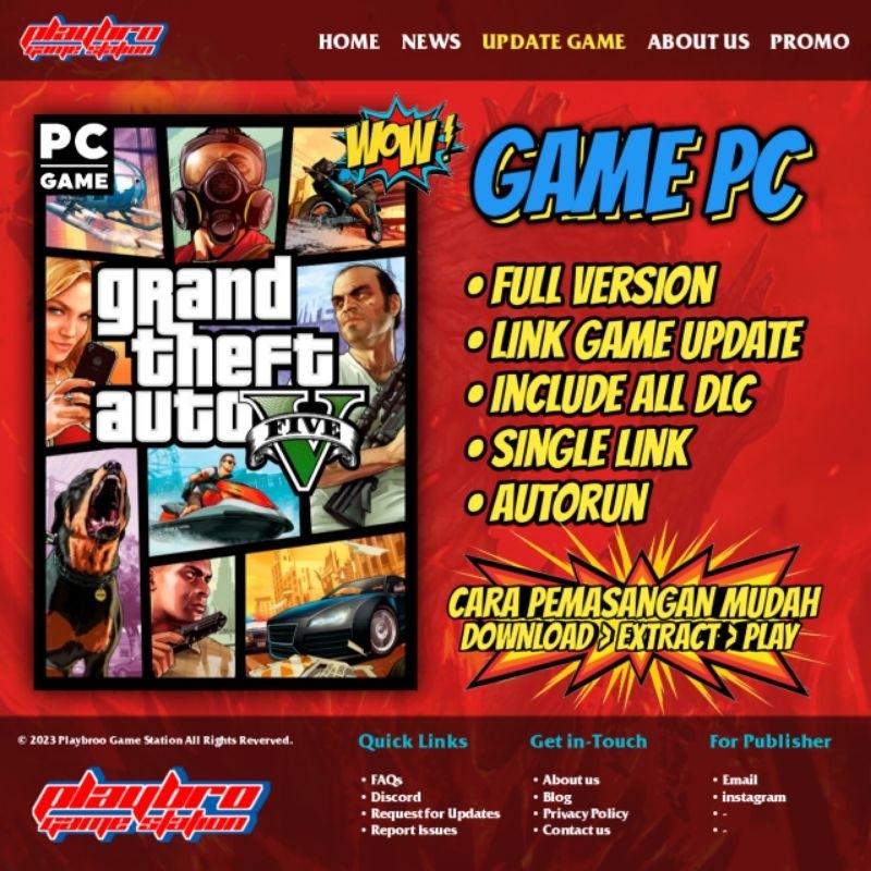 Grand Theft Auto 5 ( GTA 5 ) - Game PC/Laptop (Download to Play Bro)