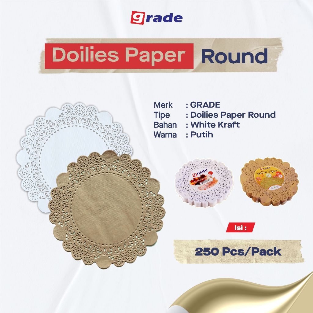 GRADE Doilies Round  Kertas Renda Doyley Alas Kue