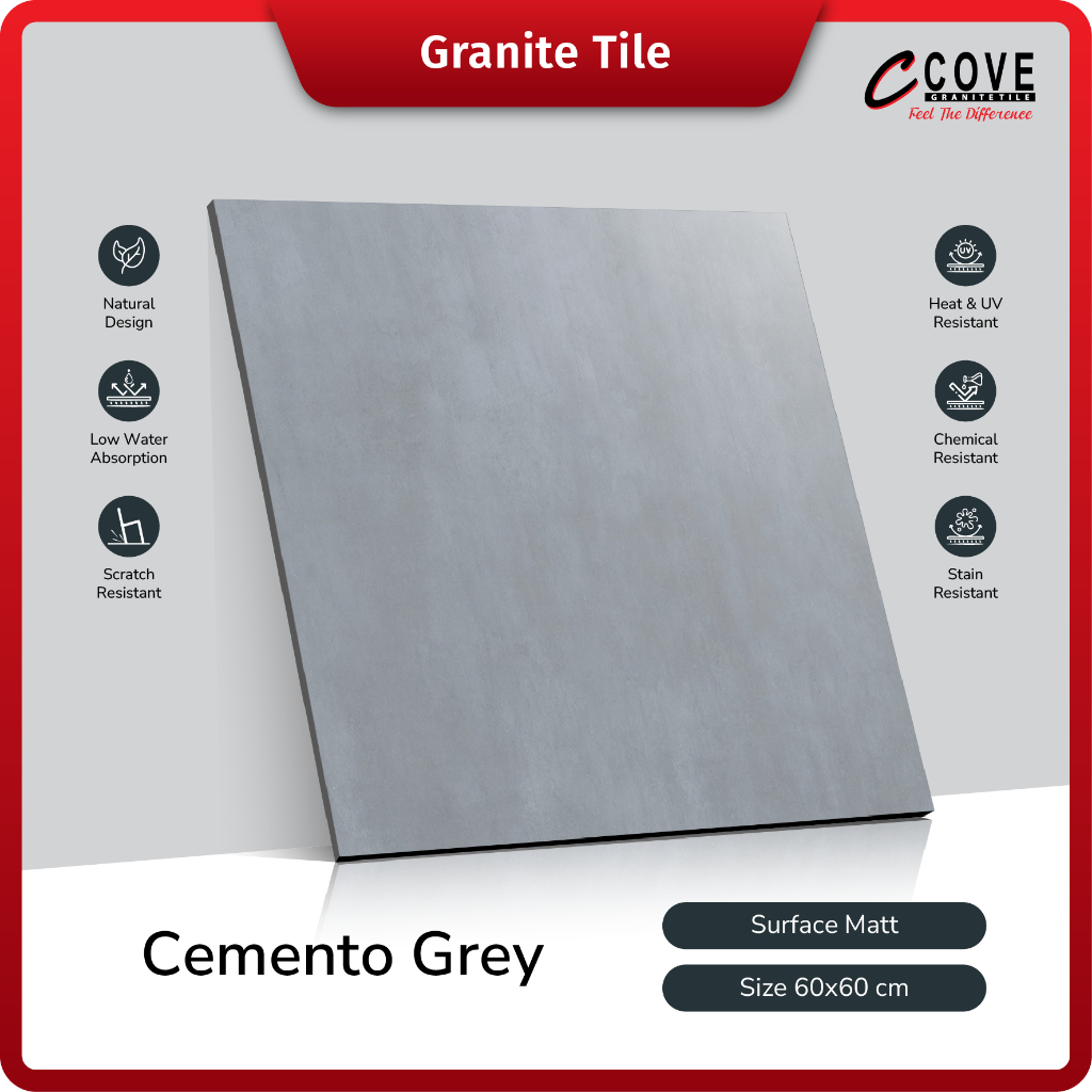 Cove Granite Tile Cemento Grey 60x60 Granit Lantai Outdoor Kamar Mandi