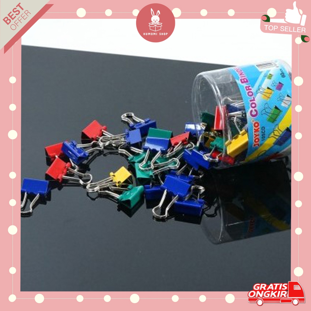 

KUMOMI - Joyko Binder clip color / Penjepit Kertas / Capitan / Klip Warna / Perlengkapan Kantor / Perlengkapan Sekolah
