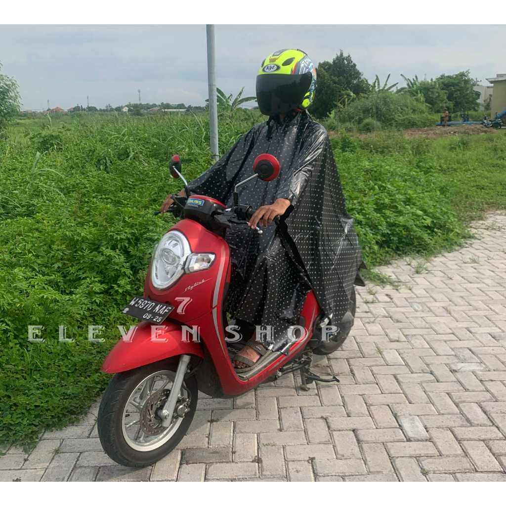 Jas Hujan Kelelawar Motif Polkadot Mantel Kelelawar Pria Wanita Dewasa