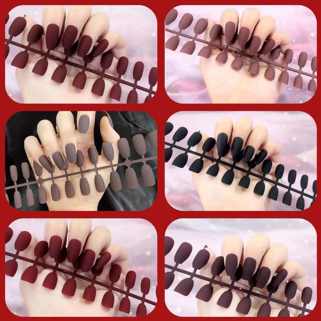 24 kuku palsu/kuku buram/kuku palsu akrilik kuku palsu matte Matte frosted fake nails/False nails/No