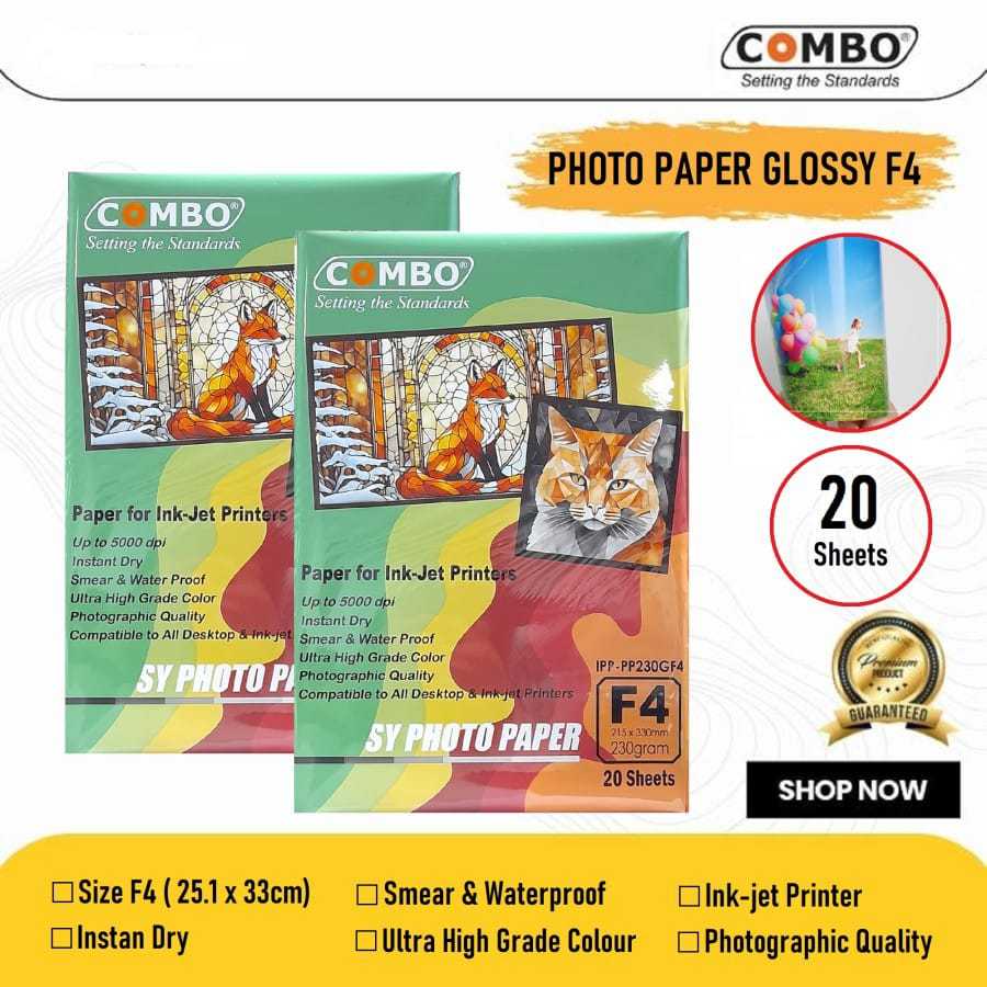 Kertas Foto / Glossy Photo Paper F4 230Gr Combo