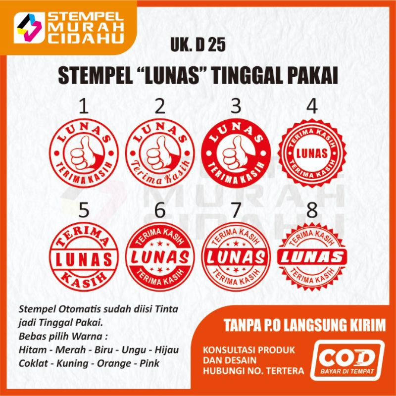 Stempel Lunas Bulat Otomatis | Ukuran D25mm