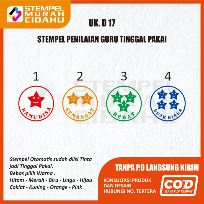 

Stempel Penilaian / Reward Guru | Proses Cepat | Uk. D17mm