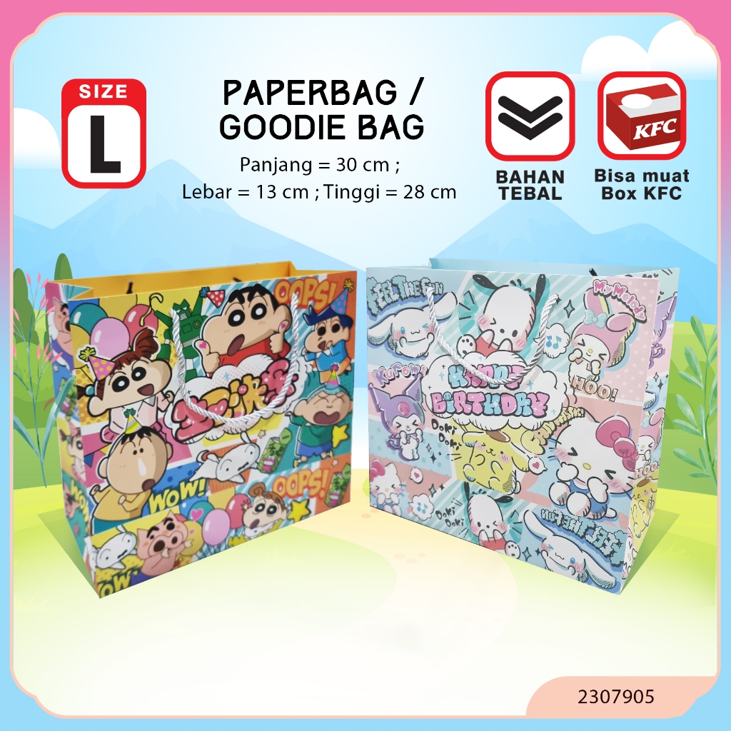 

Goodie Bag Ulang Tahun Anak Sinchan Tas Bingkisan Ulang Tahun Anak Kuromi Snack Box Hampers Ulang Tahun Hello Kitty size L (2307905)